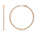 CZ Large Inside-Out Hoop Earrings in Sterling Silver 2.2 inch, Rose Gold Flashed