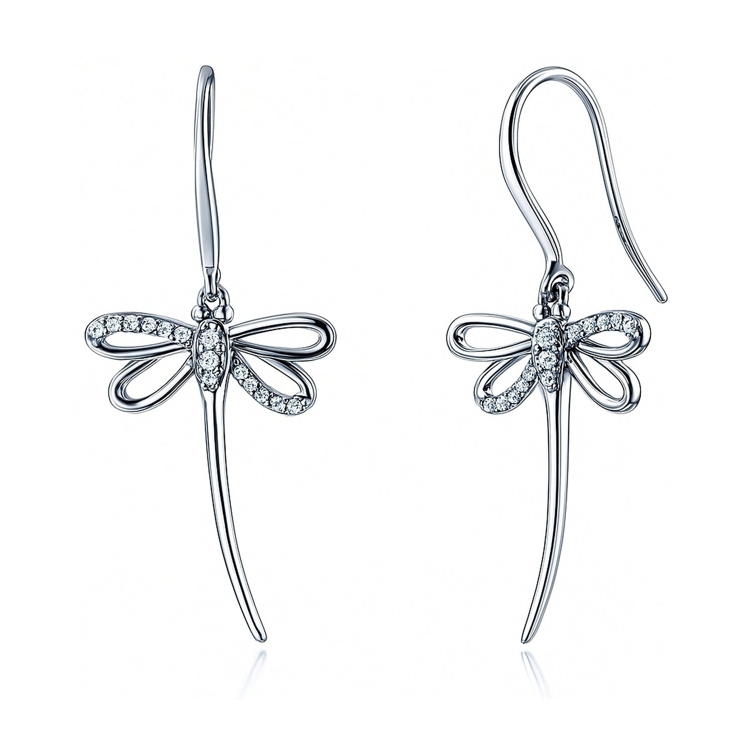 Dragonfly CZ Fish Hook Earrings in Sterling Silver, 1 of 2