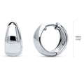 Front view of Dome Hoop Earrings in Sterling Silver, 2 Pairs, Rhodium Plated