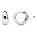 Dome CZ Small Huggie Earrings in Sterling Silver 0.6 inch, Rhodium Plated