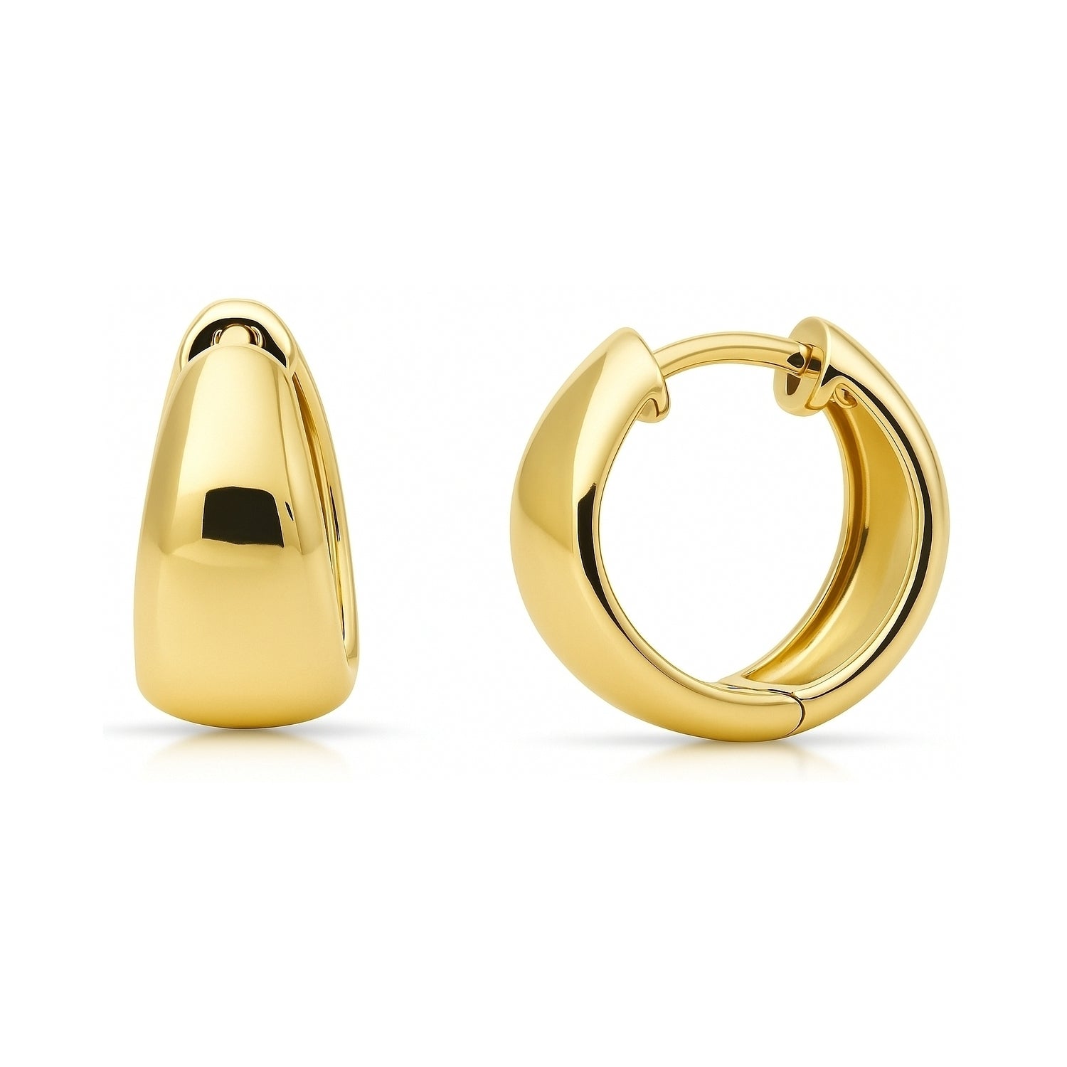 Dome CZ Small Huggie Earrings in Sterling Silver 0.6 inch, Yellow Gold Flashed
