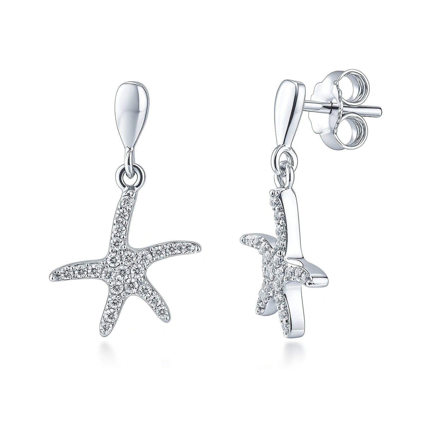 Starfish CZ Dangle Earrings in Sterling Silver, 1 of 3