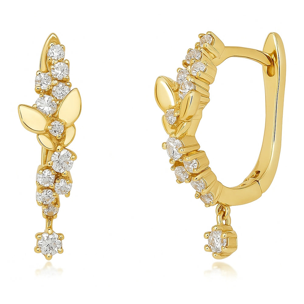 Butterfly CZ Hoop Earrings in Gold Flashed Sterling Silver 0.8 inch, 1 of 3