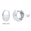 Front view of Dome Mini Huggie Earrings in Sterling Silver 0.45 inch, Rhodium Plated