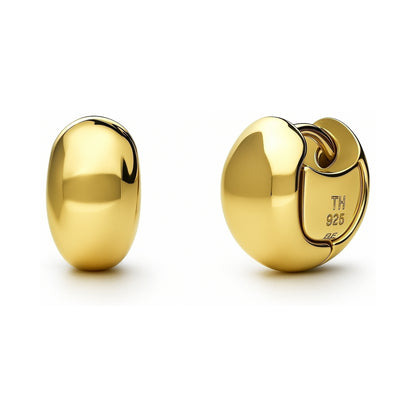 Dome Huggie Earrings in Gold Flashed Sterling Silver, 2 Pairs