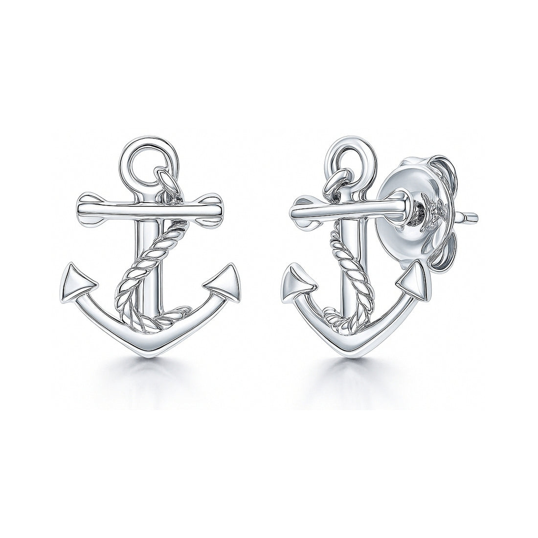Anchor Stud Earrings in Sterling Silver
