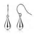 Teardrop Fish Hook Earrings in Sterling Silver, Rhodium Plated