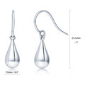Teardrop Fish Hook Earrings in Sterling Silver, Rhodium Plated