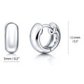 Dome Mini Huggie Earrings in Sterling Silver 0.5 inch, Rhodium Plated