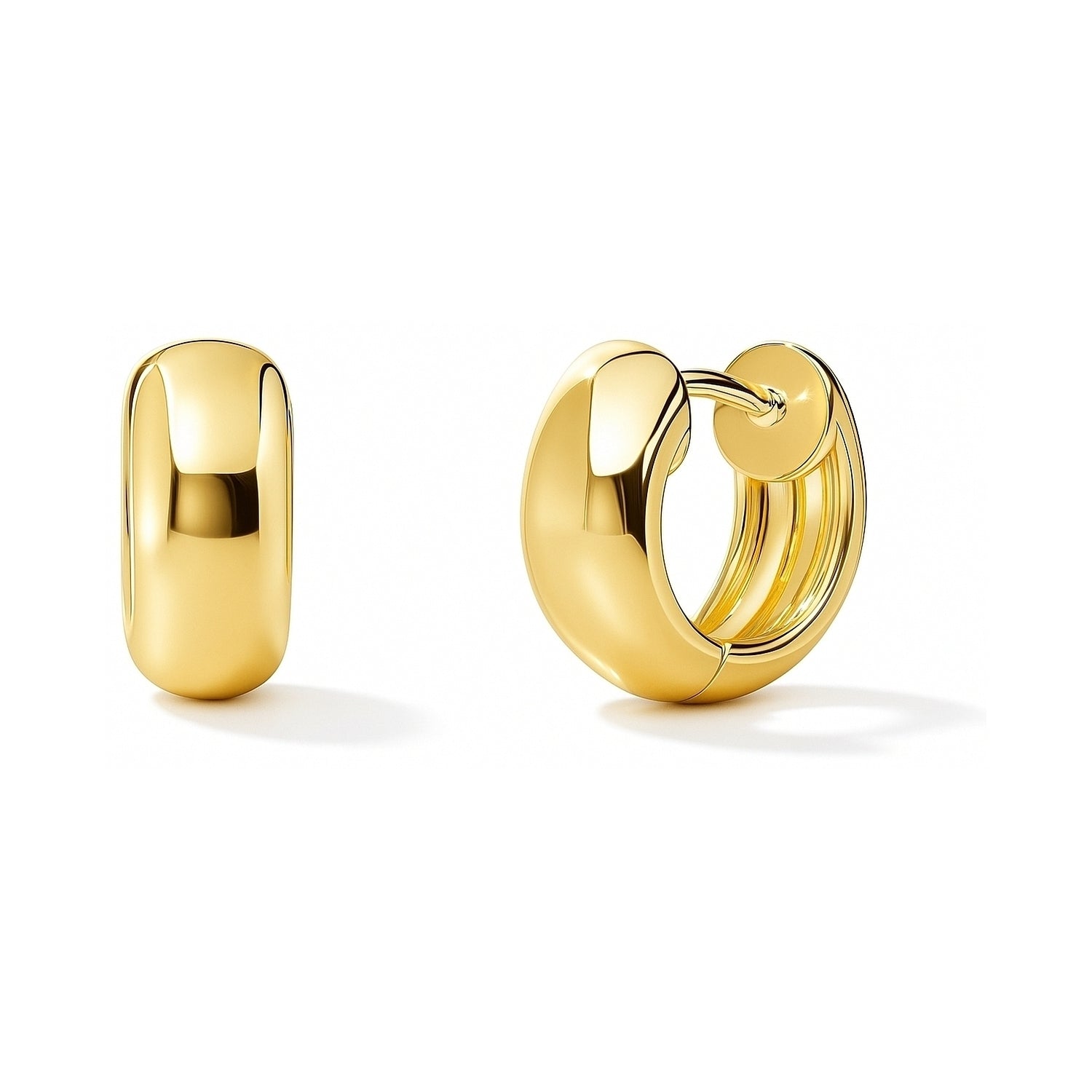 Dome Huggie Earrings in Gold Flashed Sterling Silver, 2 Pairs, 5 of 12