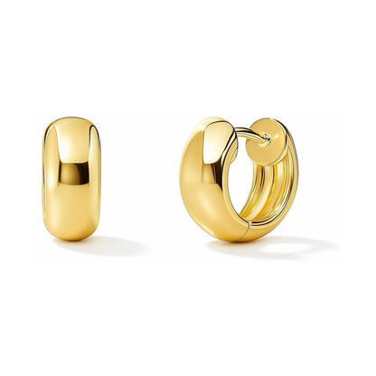Dome Huggie Earrings in Gold Flashed Sterling Silver, 2 Pairs