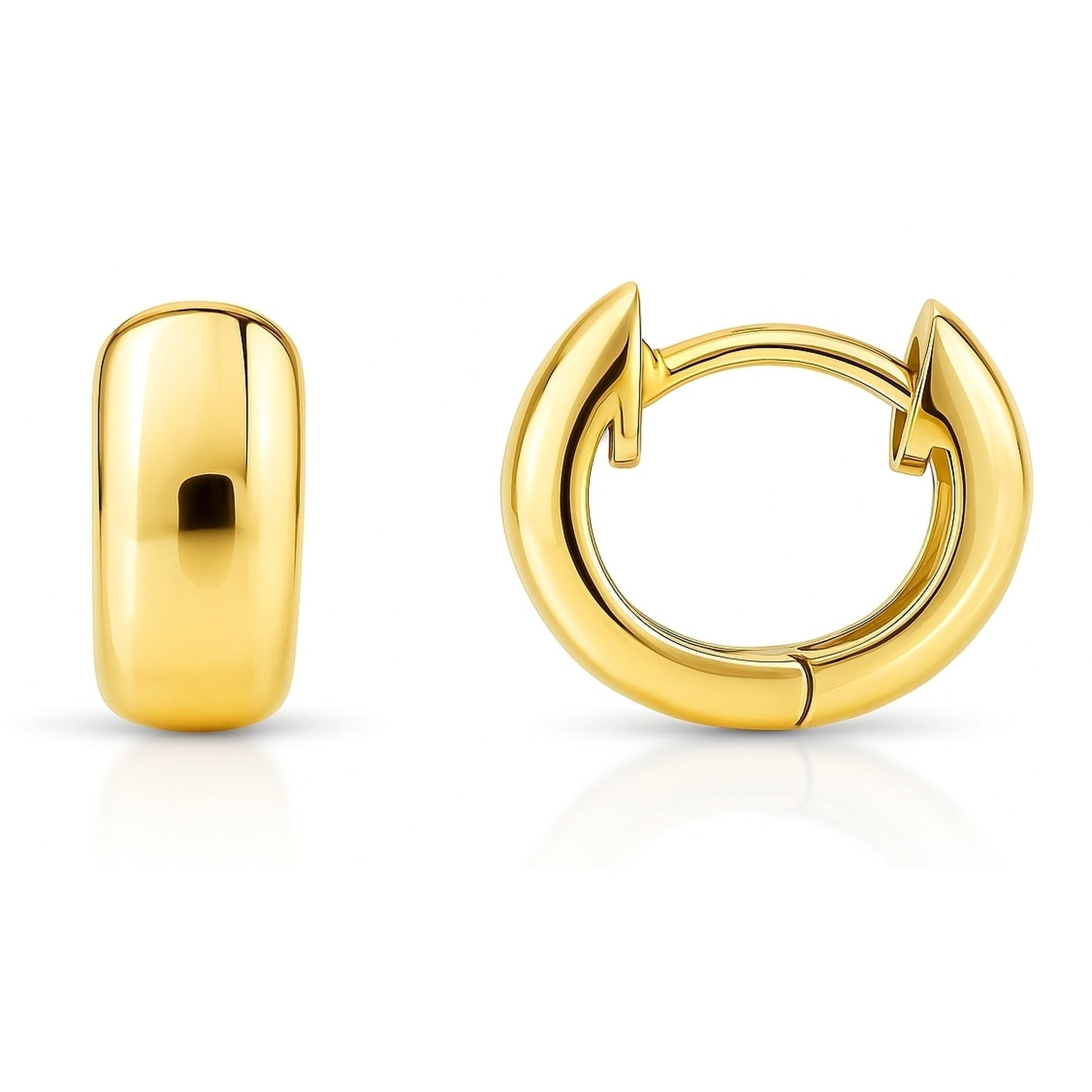Dome Huggie Earrings in Gold Flashed Sterling Silver, 2 Pairs