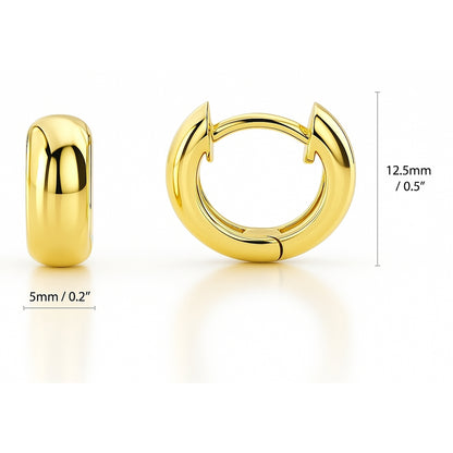 Dome Huggie Earrings in Gold Flashed Sterling Silver, 2 Pairs