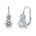 2-Stone CZ Leverback Earrings in Sterling Silver, Rhodium Plated
