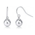 Ball Bead Fish Hook Earrings in Sterling Silver, Rhodium Plated