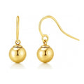 Ball Bead Fish Hook Earrings in Sterling Silver, Yellow Gold Flashed