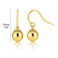 Ball Bead Fish Hook Earrings in Sterling Silver, Yellow Gold Flashed