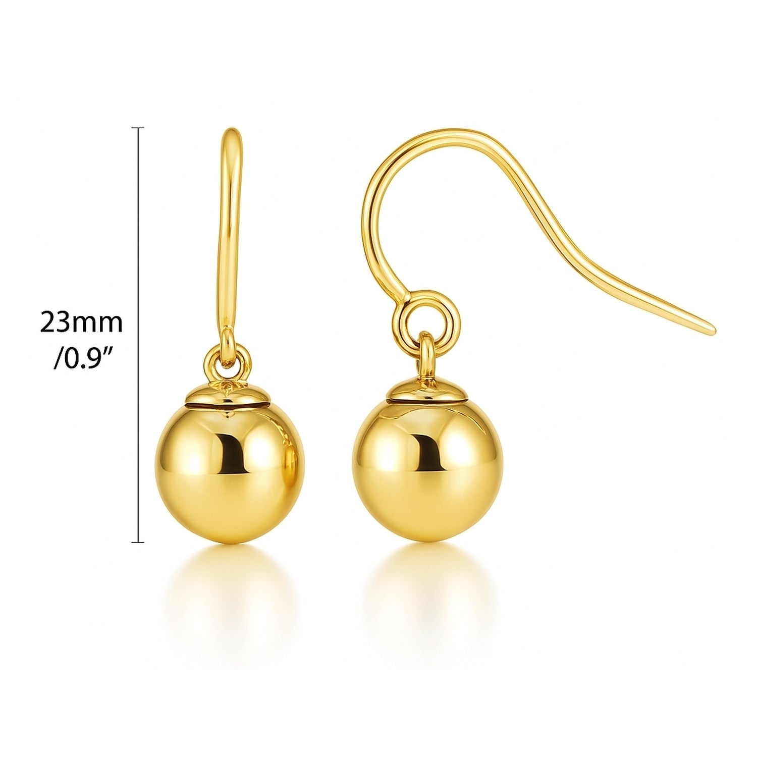 Ball Bead Earrings in Gold Flashed Sterling Silver, 2 Pairs