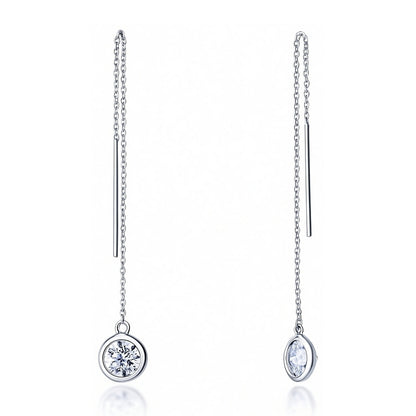 CZ Threader Earrings in Gold Flashed Sterling Silver, 2 Pairs