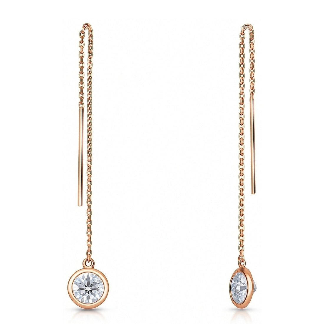CZ Threader Earrings in Sterling Silver