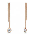 CZ Threader Earrings in Sterling Silver, Rose Gold Flashed