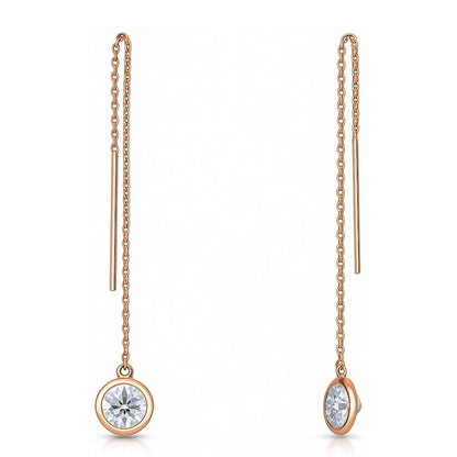 CZ Threader Earrings in Gold Flashed Sterling Silver, 3 Pairs