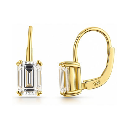Solitaire CZ Earrings in Gold Flashed Sterling Silver, 2 Pairs