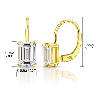 Solitaire CZ Earrings in Gold Flashed Sterling Silver, 2 Pairs