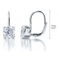 Solitaire 4ct Cushion CZ Leverback Earrings in Sterling Silver, Rhodium Plated
