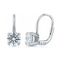 Solitaire CZ Leverback Earrings in Sterling Silver, Rhodium Plated / 7mm