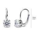Solitaire CZ Leverback Earrings in Sterling Silver, Rhodium Plated / 6mm