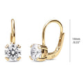 Solitaire CZ Leverback Earrings in Sterling Silver, Gold Flashed / 6mm