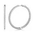 CZ Inside-Out Hoop Earrings in Sterling Silver 1.8 inch, Rhodium Plated