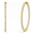 CZ Inside-Out Hoop Earrings in Sterling Silver 1.8 inch, Yellow Gold Flashed