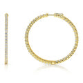 CZ Inside-Out Hoop Earrings in Sterling Silver 1.8 inch, Yellow Gold Flashed