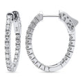 Oval CZ Small Inside-Out Hoop Earrings in Sterling Silver 0.8 inch, Rhodium Plated