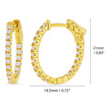 Oval CZ Small Inside-Out Hoop Earrings in Sterling Silver 0.8 inch, Yellow Gold Flashed
