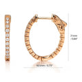 Oval CZ Small Inside-Out Hoop Earrings in Sterling Silver 0.8 inch, Rose Gold Flashed