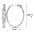 Oval CZ Inside-Out Hoop Earrings in Sterling Silver 1.4 inch, Rhodium Plated