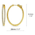 Oval CZ Inside-Out Hoop Earrings in Sterling Silver 1.4 inch, Yellow Gold Flashed
