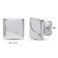 Front view of Square Stud Earrings in Sterling Silver, Rhodium Plated