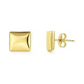 Square Stud Earrings in Sterling Silver, Yellow Gold Flashed