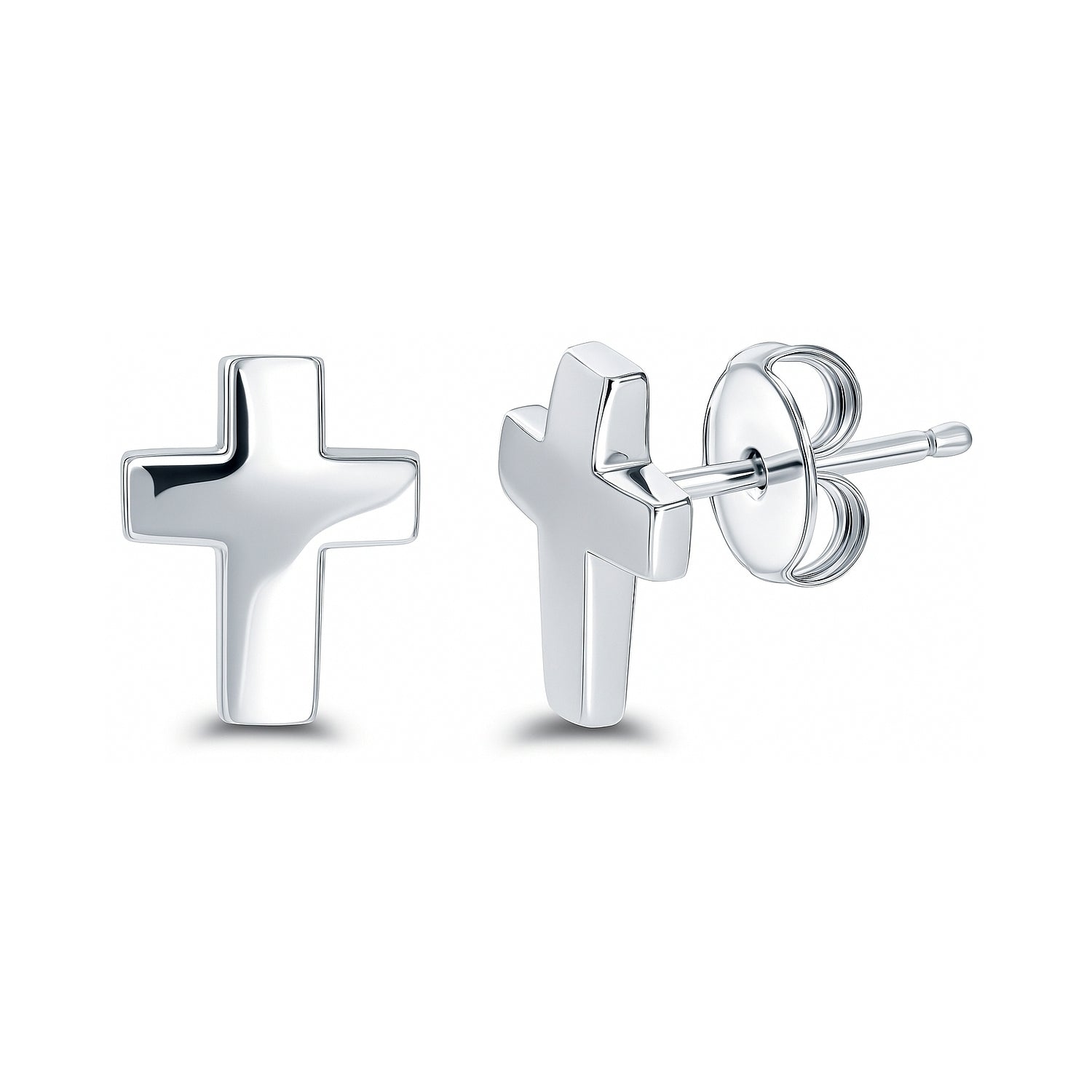 Cross Square Stud Earrings in Sterling Silver, 2 Pairs, 5 of 11