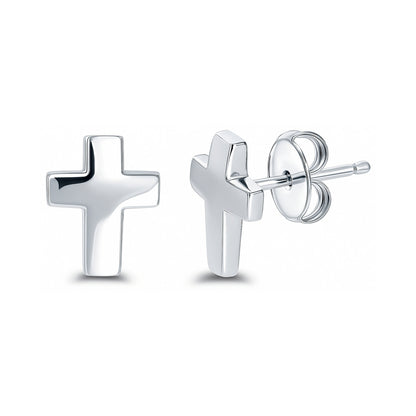Cross Square Stud Earrings in Sterling Silver, 2 Pairs