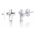 Cross Stud Earrings in Sterling Silver, Rhodium Plated