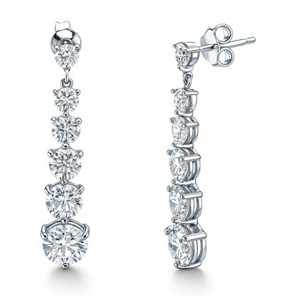 Graduated CZ Earrings in Sterling Silver
