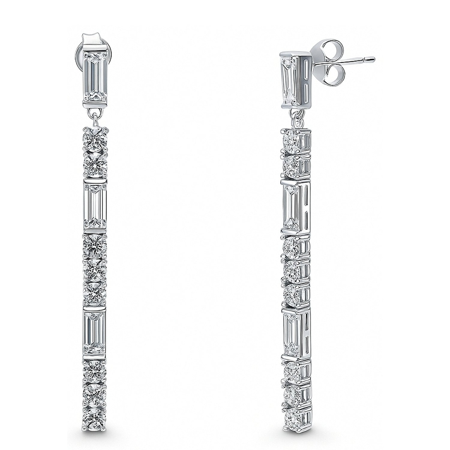 Bar Art Deco CZ Earrings in Sterling Silver, 1 of 10
