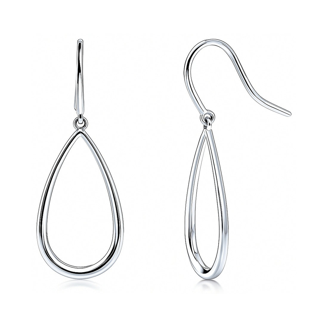 Teardrop Fish Hook Earrings in Sterling Silver