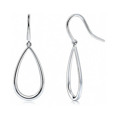 Teardrop Fish Hook Earrings in Sterling Silver