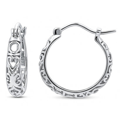 Filigree Hoop Earrings in Gold Flashed Sterling Silver, 2 Pairs